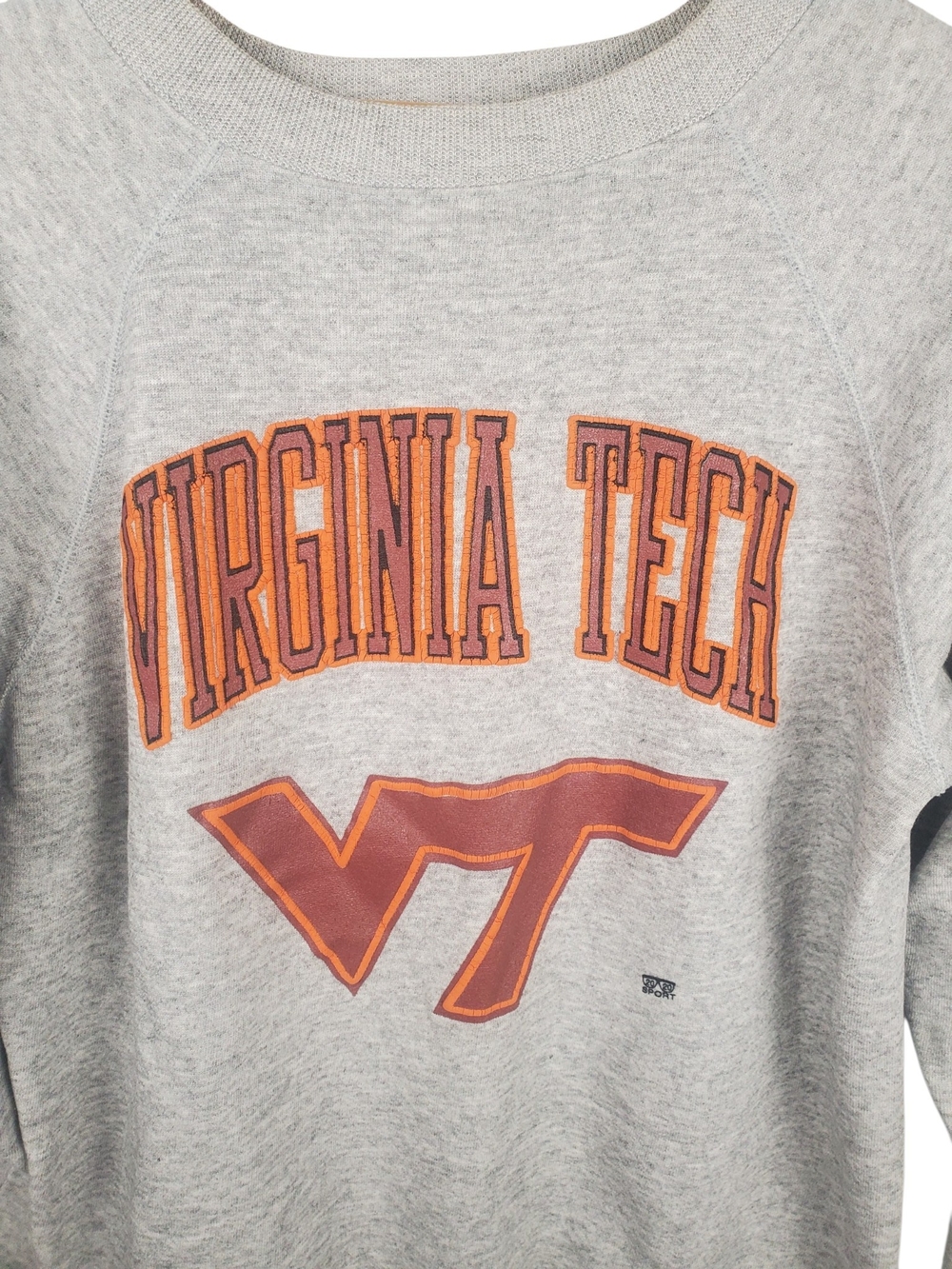 Virginia Tech Gray Crewneck Sweatshirt with Orange VT Emblem. LG. #356 - Picture 2 of 11